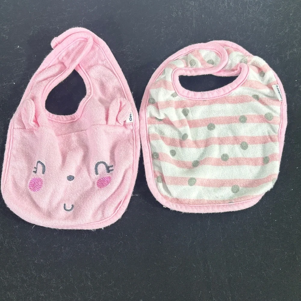 Baby Bib Set - Pink, Lime, White, Blue - Assorted Cute Prints